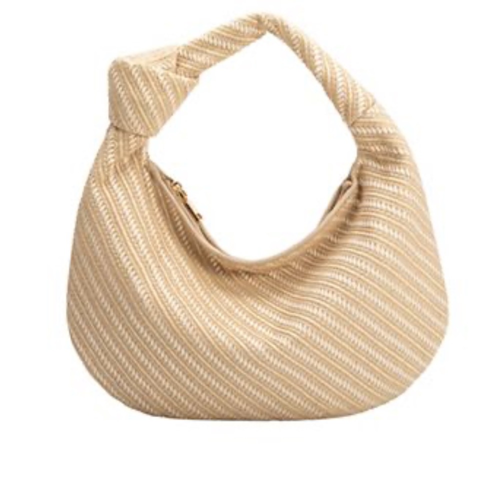 Melie Bianco Beige Woven Hobo Bag